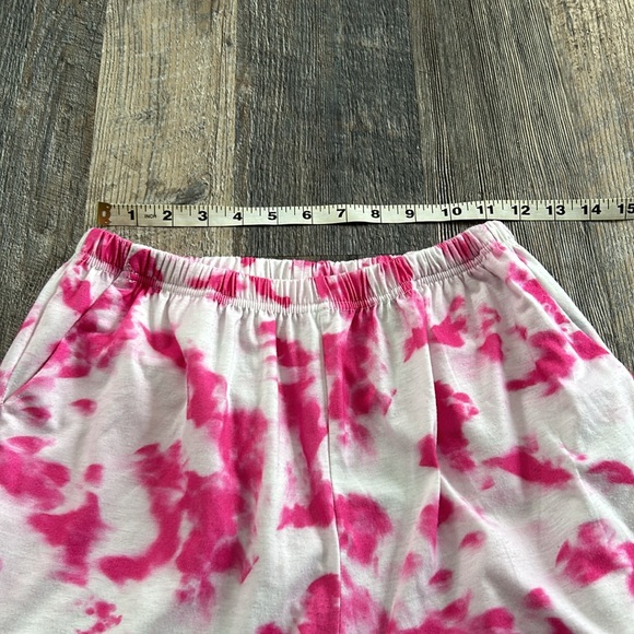 Shein Tie Dye 2 Piece Set Cropped Outfit Tank Top Shorts Pink White Women Small - Picture 8 of 11